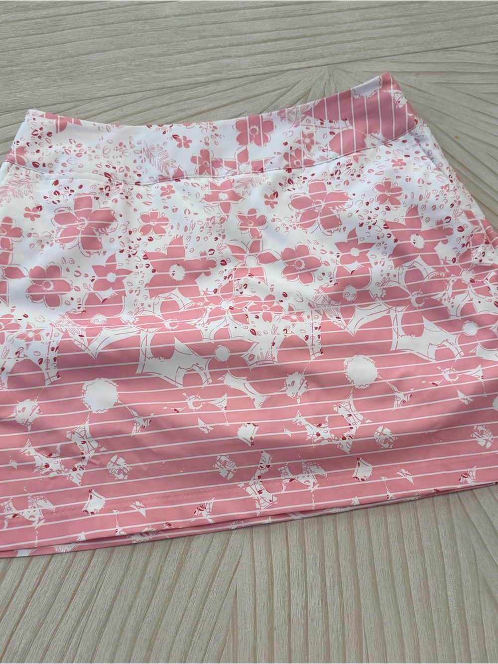 Pink Floral Stripe Women’s Skirt